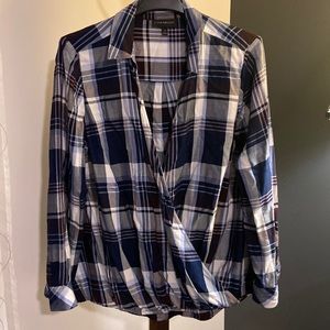Lane Bryant long sleeve blue checked shirt